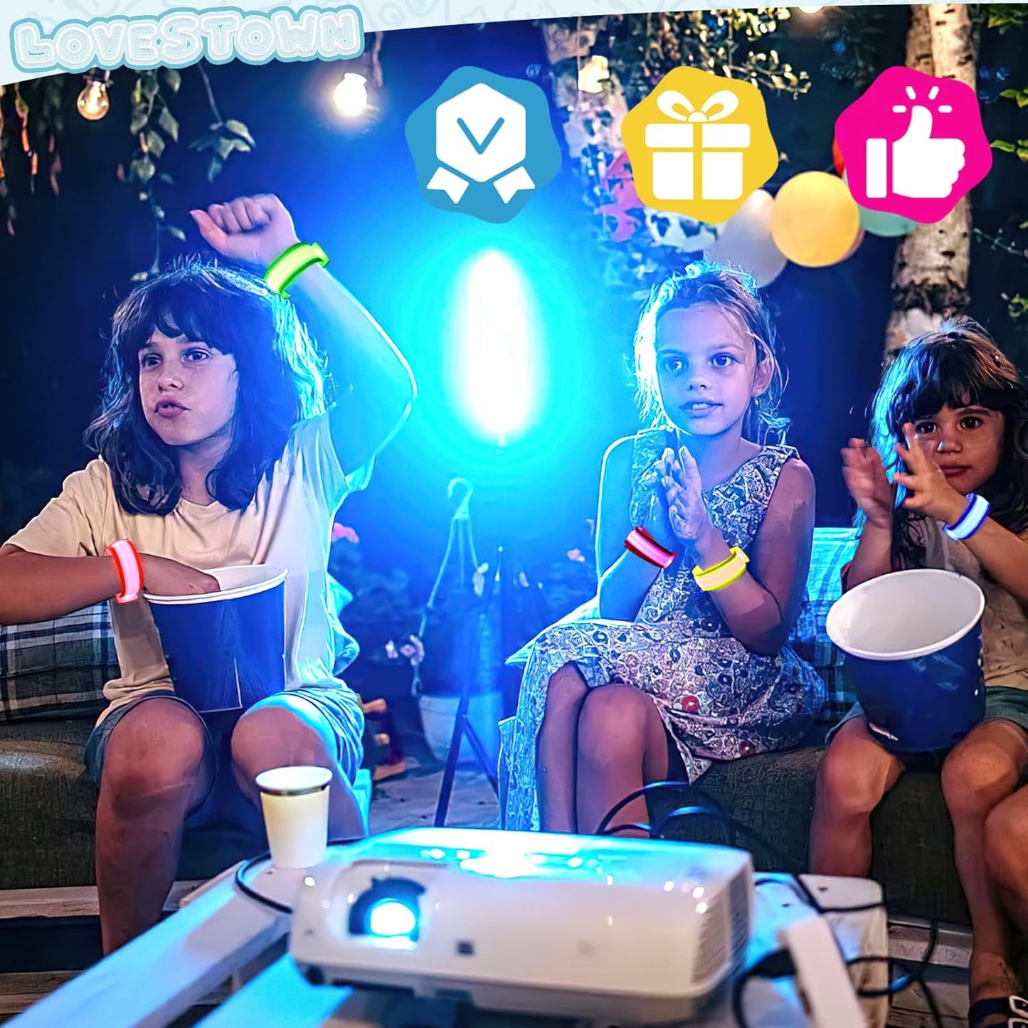 6PCS Glow in the Dark Wristbands, Multicolor Light up Bracelets LED Wristbands for Kids Night Events Party Supplies