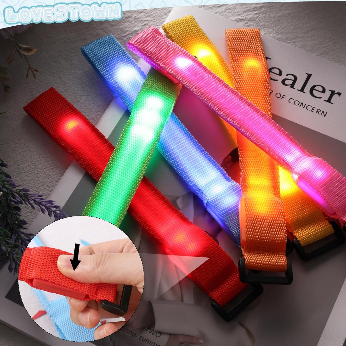 6PCS Glow in the Dark Wristbands, Multicolor Light up Bracelets LED Wristbands for Kids Night Events Party Supplies