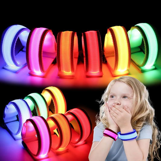 6PCS Glow in the Dark Wristbands, Multicolor Light up Bracelets LED Wristbands for Kids Night Events Party Supplies